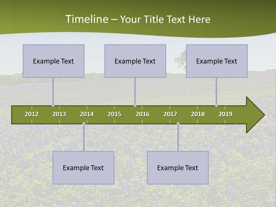 A Field Full Of Blue Flowers With Trees In The Background PowerPoint Template
