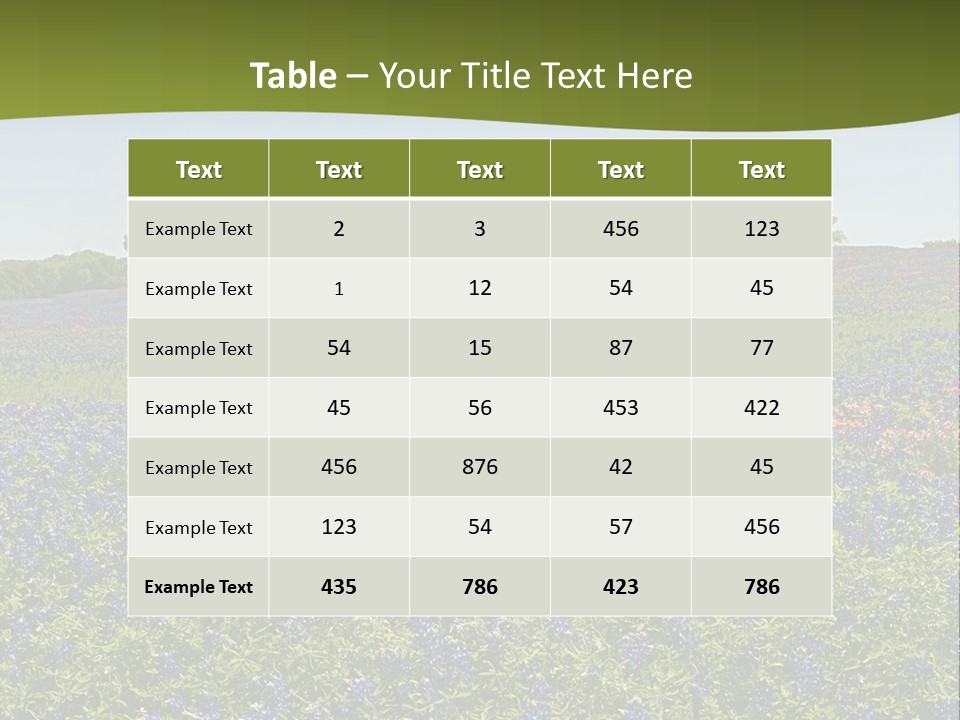 A Field Full Of Blue Flowers With Trees In The Background PowerPoint Template