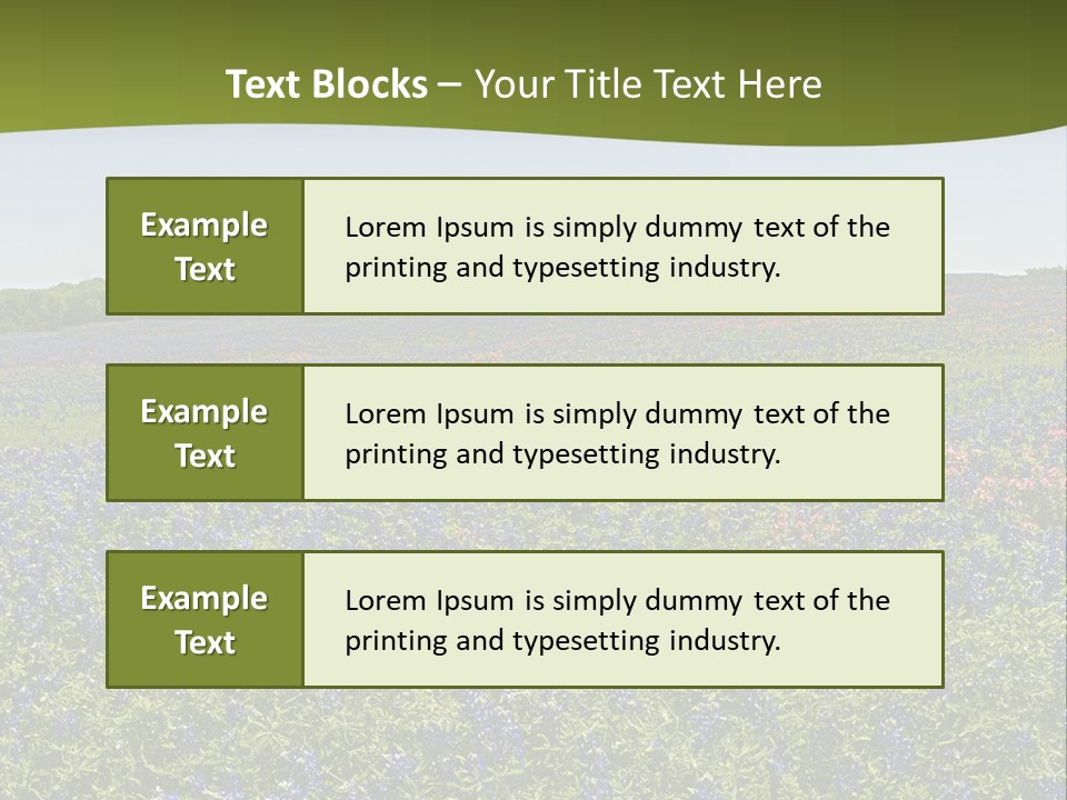 A Field Full Of Blue Flowers With Trees In The Background PowerPoint Template
