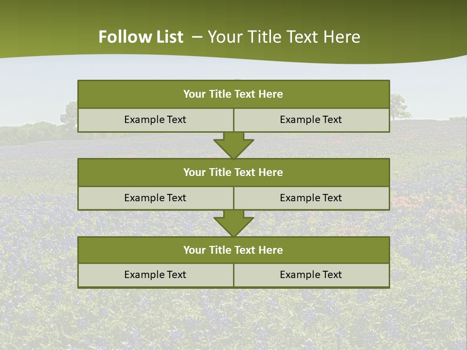 A Field Full Of Blue Flowers With Trees In The Background PowerPoint Template