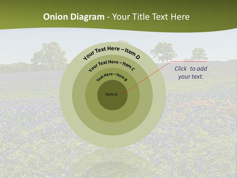 A Field Full Of Blue Flowers With Trees In The Background PowerPoint Template