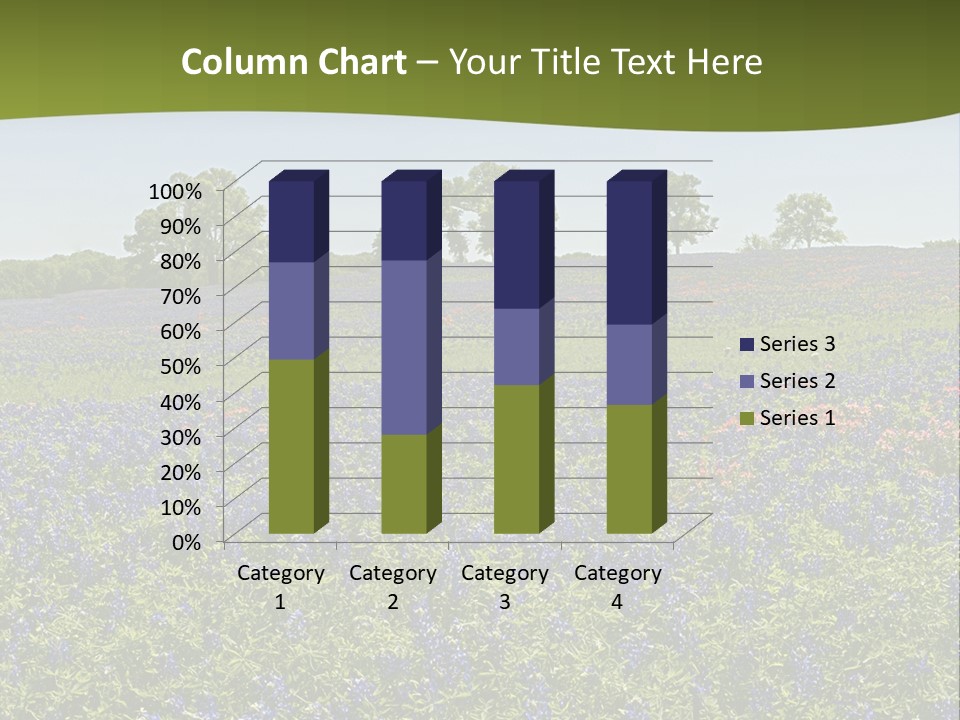 A Field Full Of Blue Flowers With Trees In The Background PowerPoint Template
