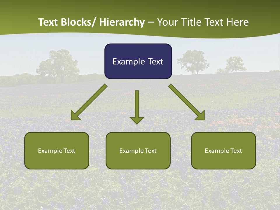 A Field Full Of Blue Flowers With Trees In The Background PowerPoint Template