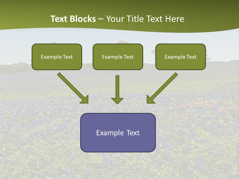 A Field Full Of Blue Flowers With Trees In The Background PowerPoint Template