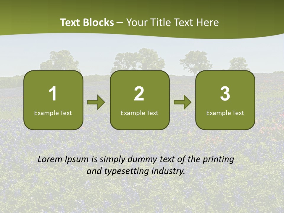 A Field Full Of Blue Flowers With Trees In The Background PowerPoint Template
