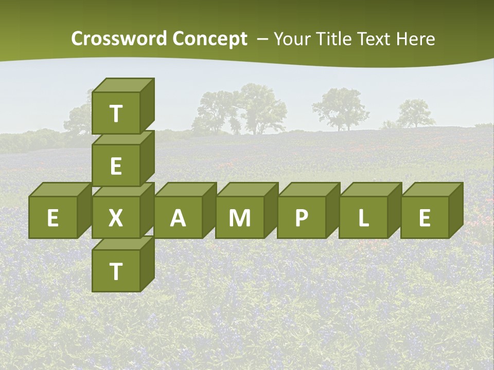 A Field Full Of Blue Flowers With Trees In The Background PowerPoint Template