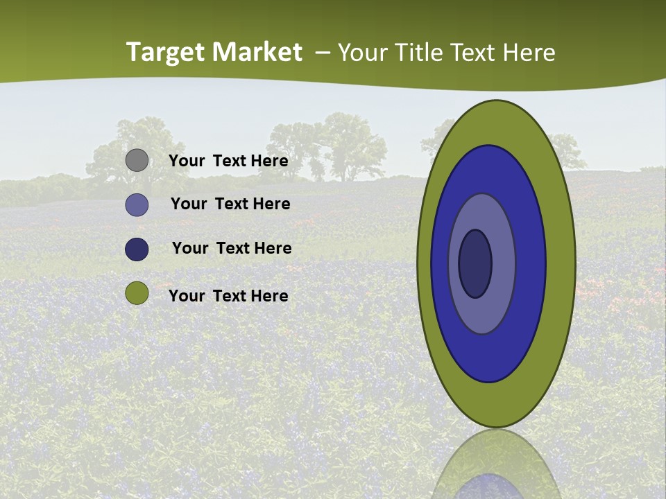 A Field Full Of Blue Flowers With Trees In The Background PowerPoint Template