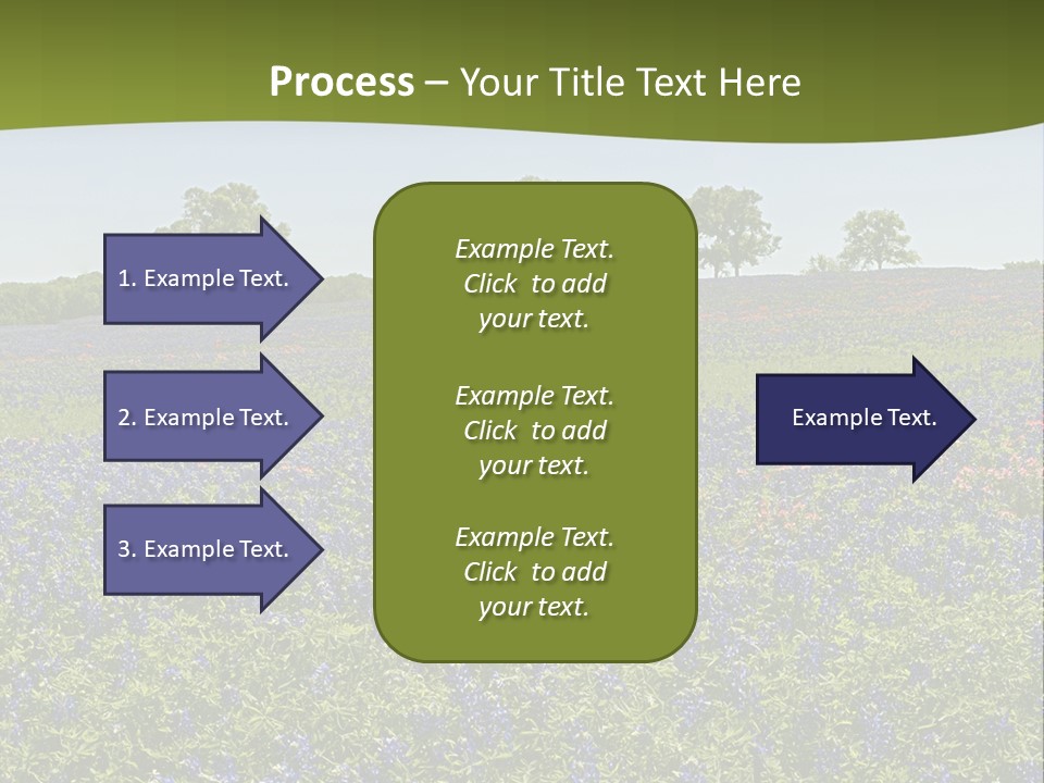 A Field Full Of Blue Flowers With Trees In The Background PowerPoint Template