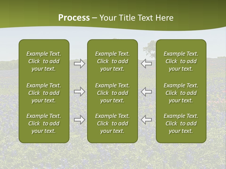 A Field Full Of Blue Flowers With Trees In The Background PowerPoint Template
