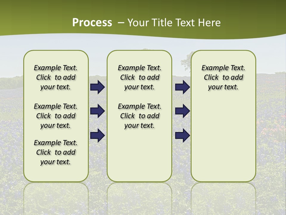A Field Full Of Blue Flowers With Trees In The Background PowerPoint Template