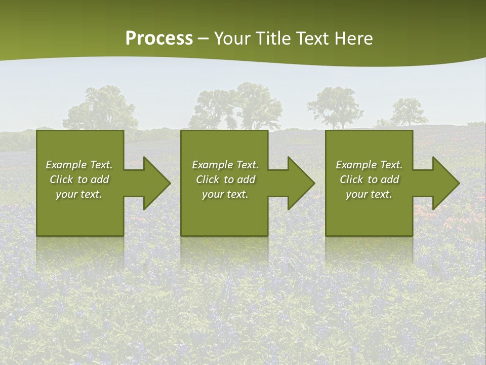 A Field Full Of Blue Flowers With Trees In The Background PowerPoint Template