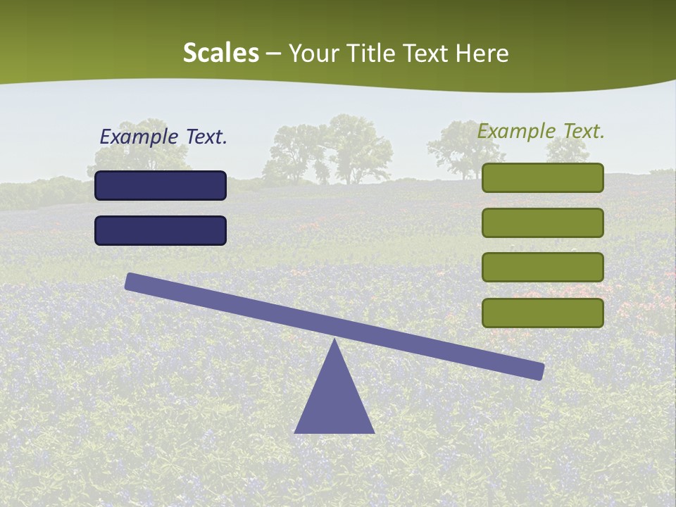 A Field Full Of Blue Flowers With Trees In The Background PowerPoint Template