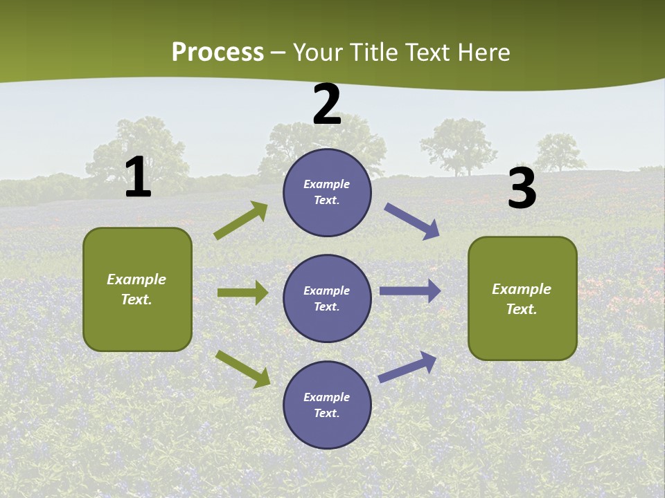 A Field Full Of Blue Flowers With Trees In The Background PowerPoint Template