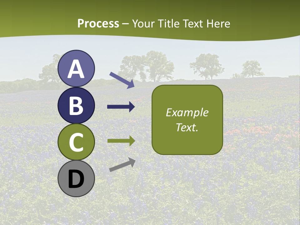 A Field Full Of Blue Flowers With Trees In The Background PowerPoint Template