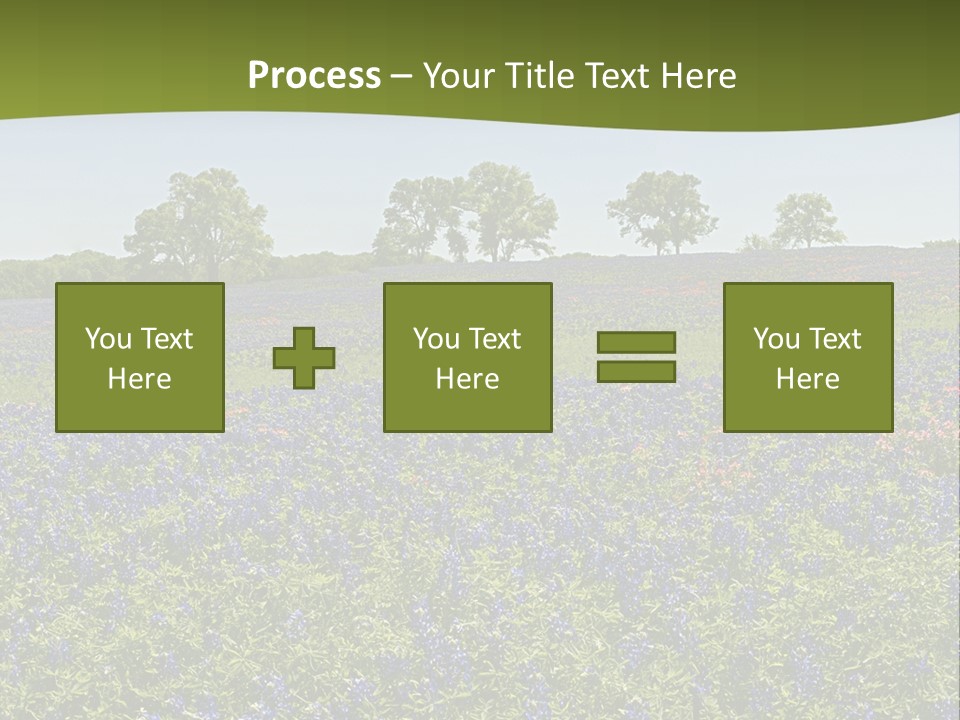 A Field Full Of Blue Flowers With Trees In The Background PowerPoint Template