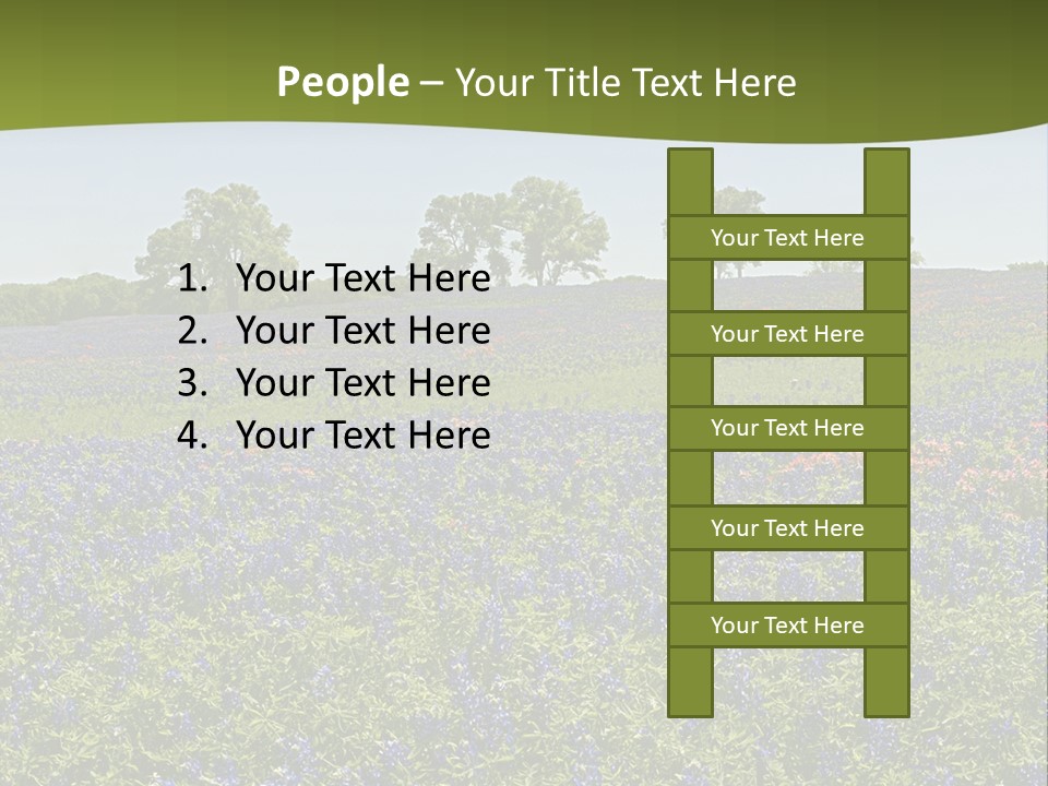 A Field Full Of Blue Flowers With Trees In The Background PowerPoint Template