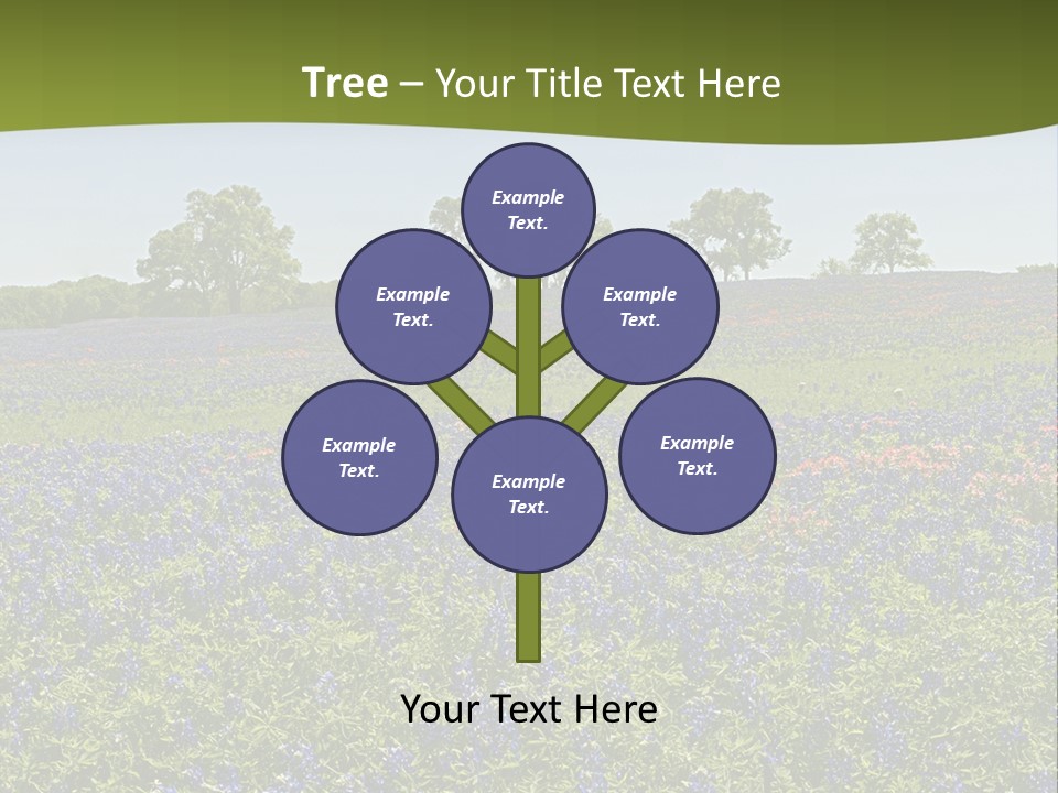 A Field Full Of Blue Flowers With Trees In The Background PowerPoint Template