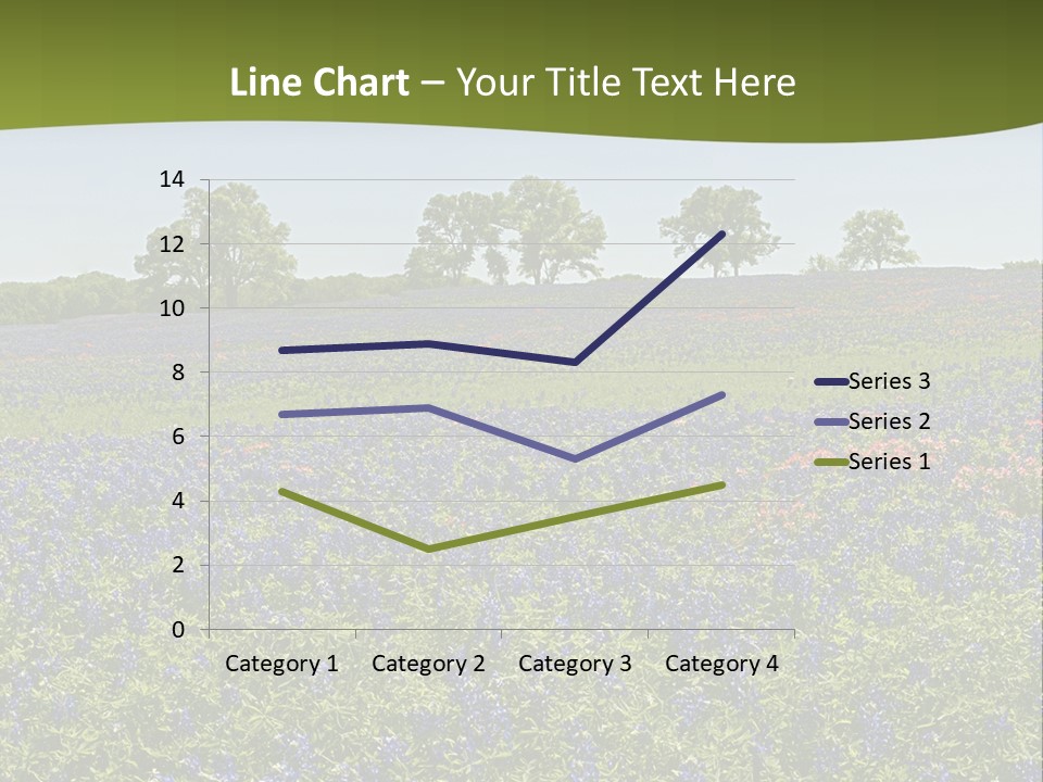 A Field Full Of Blue Flowers With Trees In The Background PowerPoint Template