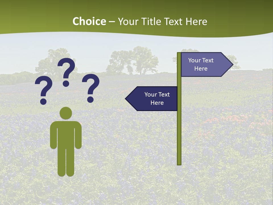 A Field Full Of Blue Flowers With Trees In The Background PowerPoint Template