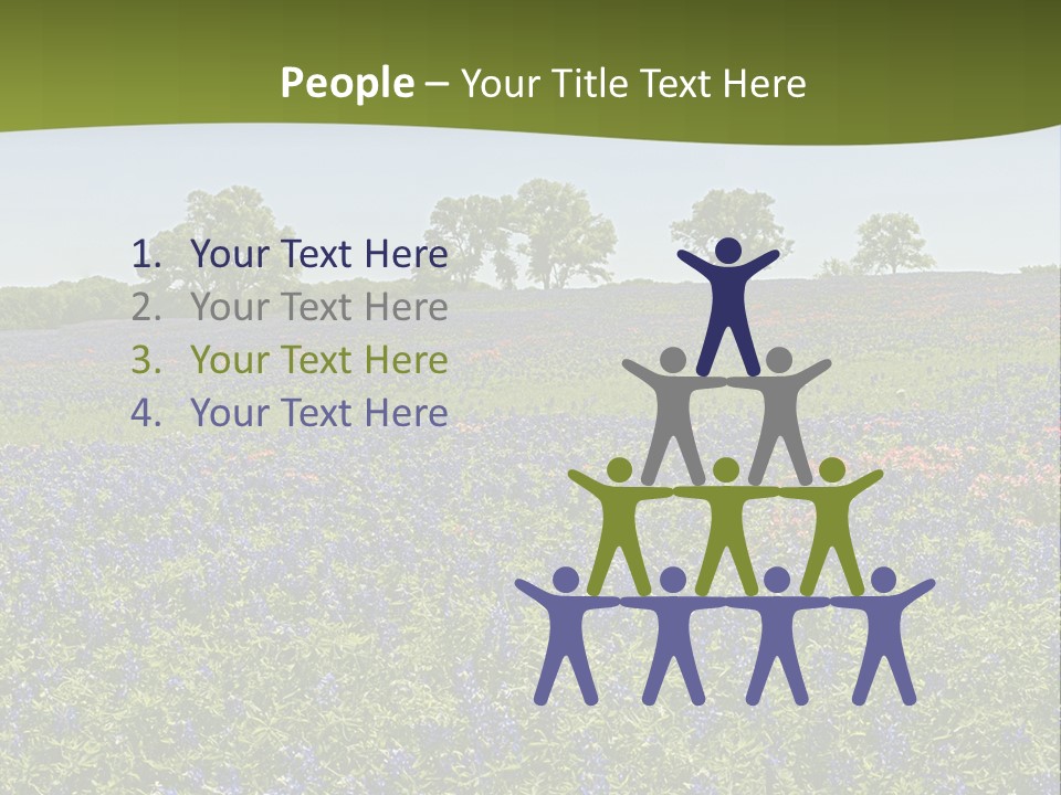 A Field Full Of Blue Flowers With Trees In The Background PowerPoint Template