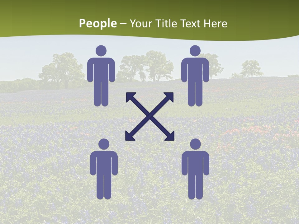 A Field Full Of Blue Flowers With Trees In The Background PowerPoint Template