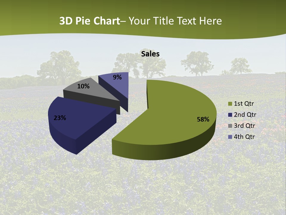 A Field Full Of Blue Flowers With Trees In The Background PowerPoint Template