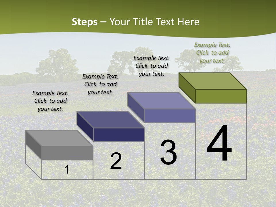 A Field Full Of Blue Flowers With Trees In The Background PowerPoint Template
