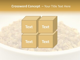 A White Bowl Filled With Cereal On Top Of A Table PowerPoint Template