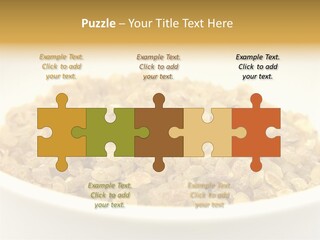 A White Bowl Filled With Cereal On Top Of A Table PowerPoint Template