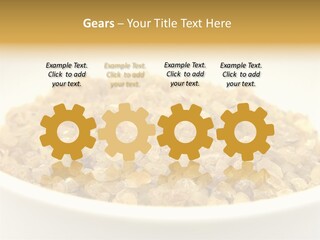 A White Bowl Filled With Cereal On Top Of A Table PowerPoint Template
