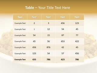 A White Bowl Filled With Cereal On Top Of A Table PowerPoint Template