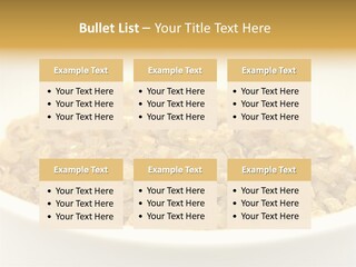A White Bowl Filled With Cereal On Top Of A Table PowerPoint Template
