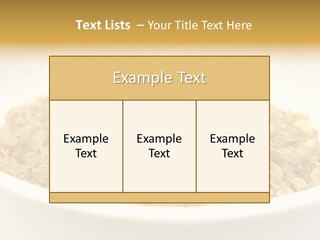 A White Bowl Filled With Cereal On Top Of A Table PowerPoint Template