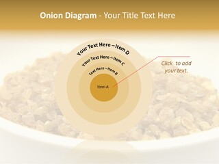 A White Bowl Filled With Cereal On Top Of A Table PowerPoint Template