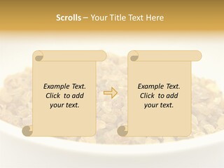 A White Bowl Filled With Cereal On Top Of A Table PowerPoint Template