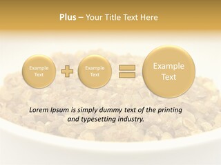 A White Bowl Filled With Cereal On Top Of A Table PowerPoint Template