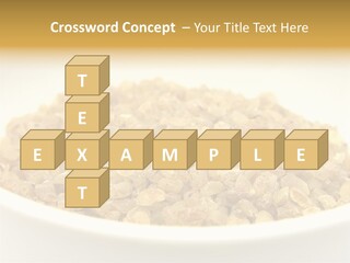 A White Bowl Filled With Cereal On Top Of A Table PowerPoint Template