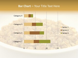 A White Bowl Filled With Cereal On Top Of A Table PowerPoint Template