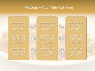 A White Bowl Filled With Cereal On Top Of A Table PowerPoint Template