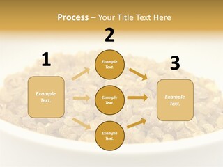 A White Bowl Filled With Cereal On Top Of A Table PowerPoint Template