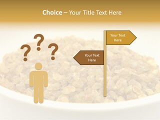 A White Bowl Filled With Cereal On Top Of A Table PowerPoint Template