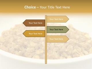A White Bowl Filled With Cereal On Top Of A Table PowerPoint Template