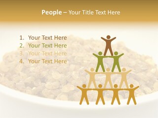 A White Bowl Filled With Cereal On Top Of A Table PowerPoint Template
