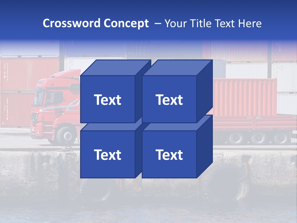 A Red Truck Is Parked Next To A Body Of Water PowerPoint Template