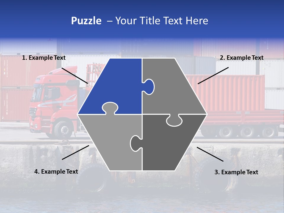 A Red Truck Is Parked Next To A Body Of Water PowerPoint Template