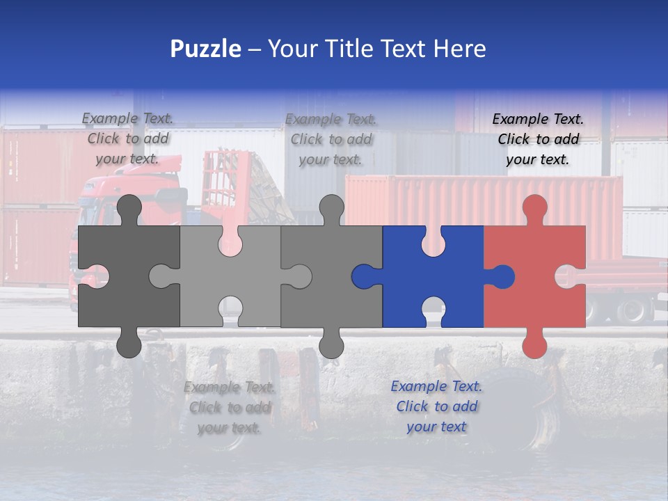 A Red Truck Is Parked Next To A Body Of Water PowerPoint Template