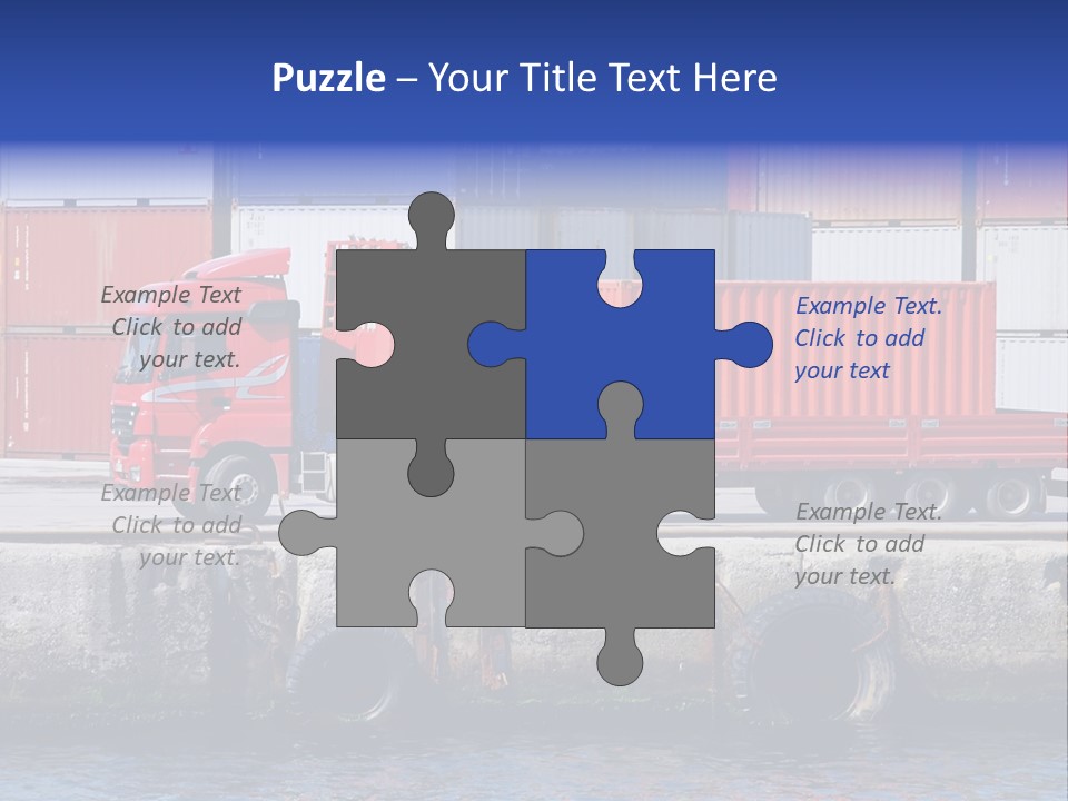 A Red Truck Is Parked Next To A Body Of Water PowerPoint Template