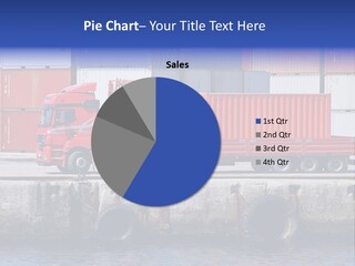 A Red Truck Is Parked Next To A Body Of Water PowerPoint Template