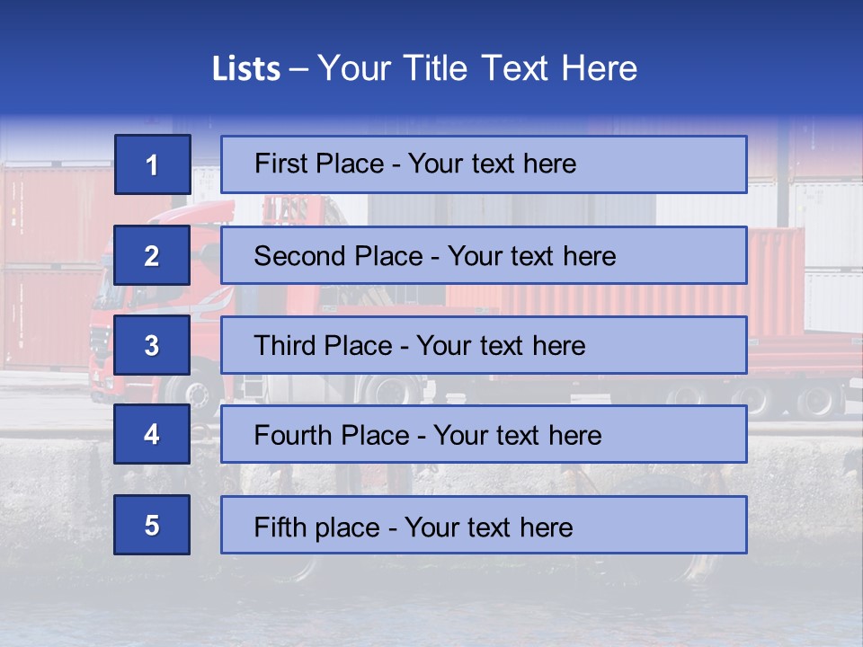 A Red Truck Is Parked Next To A Body Of Water PowerPoint Template