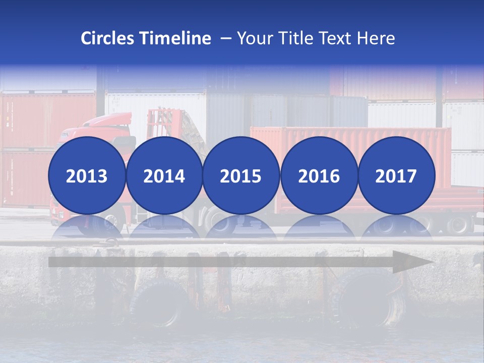 A Red Truck Is Parked Next To A Body Of Water PowerPoint Template